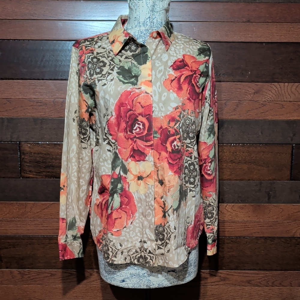 Chico's Multicolor Floral Button Down Blouse